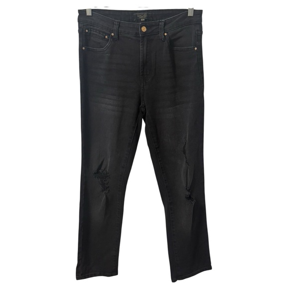 Rachel Roy Black Denim Distressed Jeans Womens Mid Rise 10 30 Athena - Picture 2 of 9